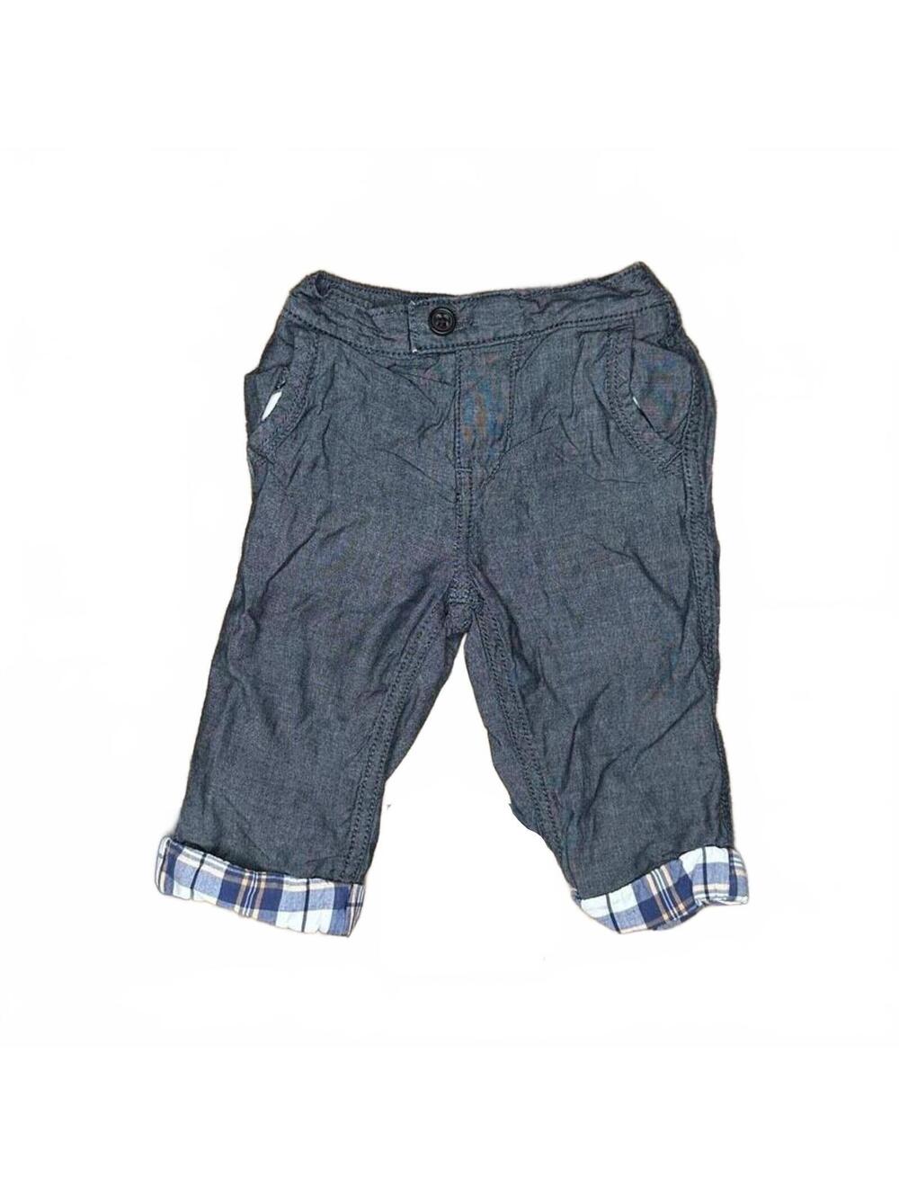 babyGap Grey Cuffed Pants with Plaid Turn-Up Cuffs, 6-12 Months